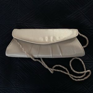 La Regale Silver Sateen Evening Bag